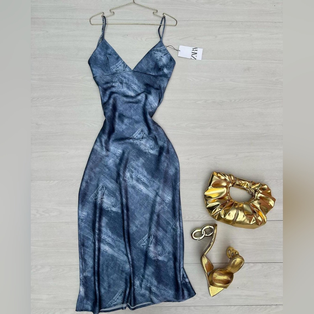 COPY - COPY - Dress Satinado Zara Bloggers Woman Size Small